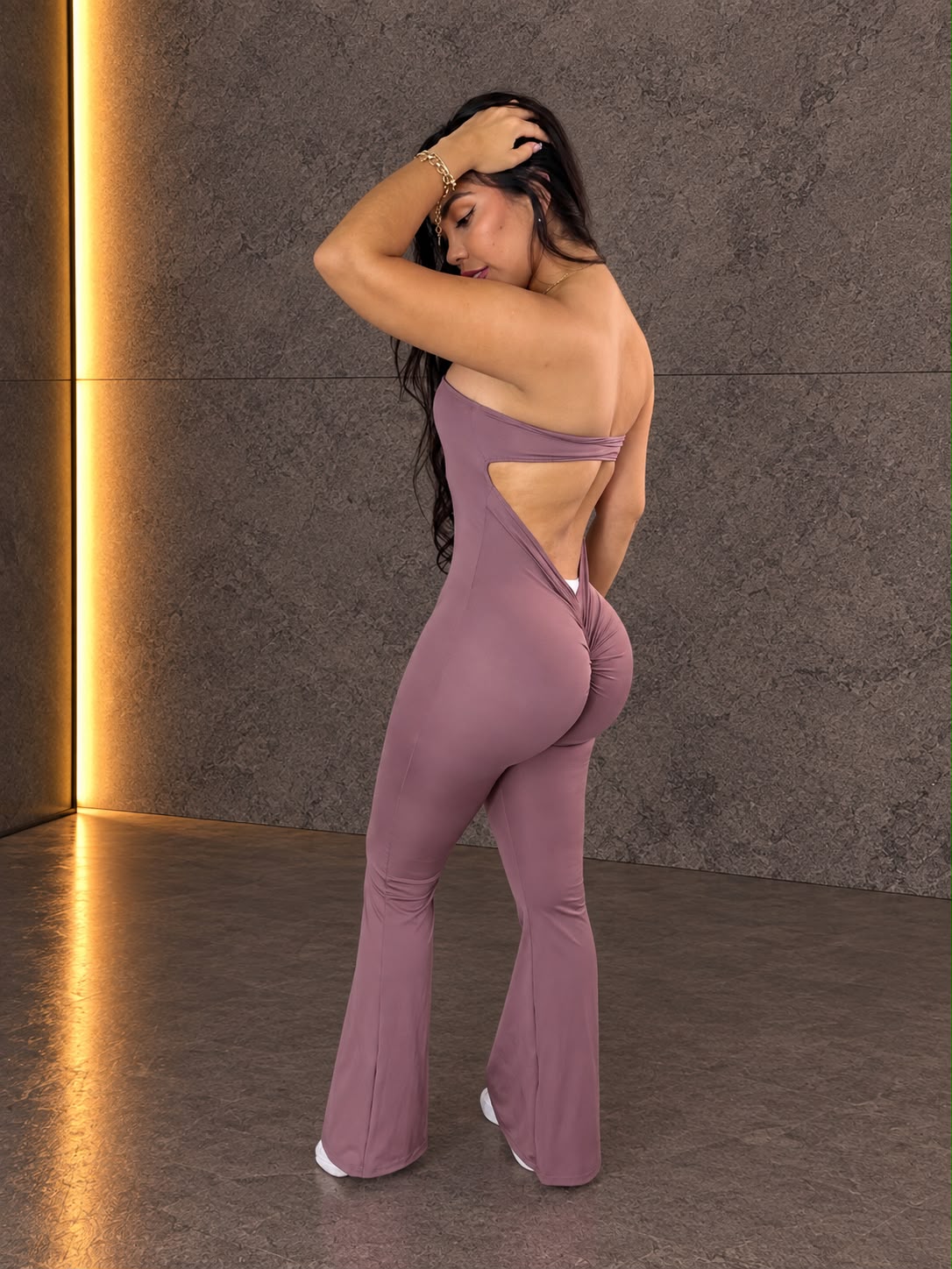 Sirena Strapless Flared-Leg Jumpsuit
